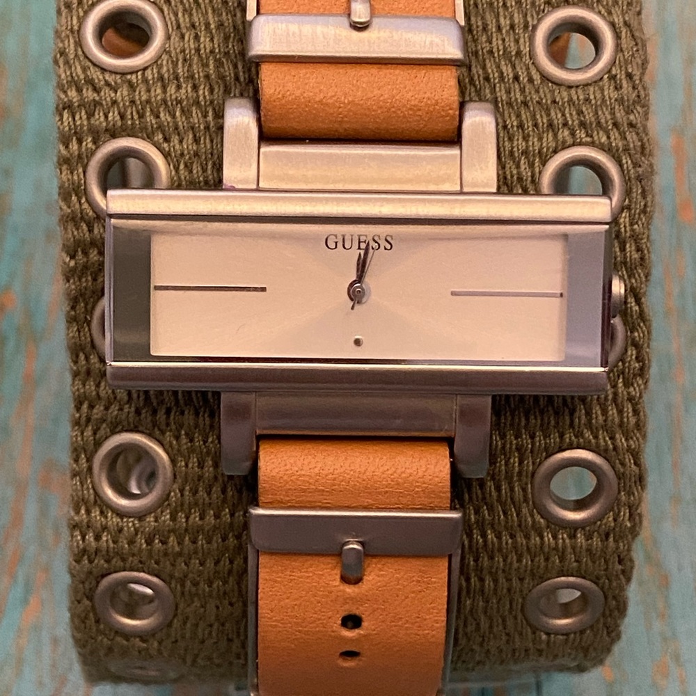 COPY - Vintage GUESS Funky Wide Army Green Canvas Cuff Watch G85601L